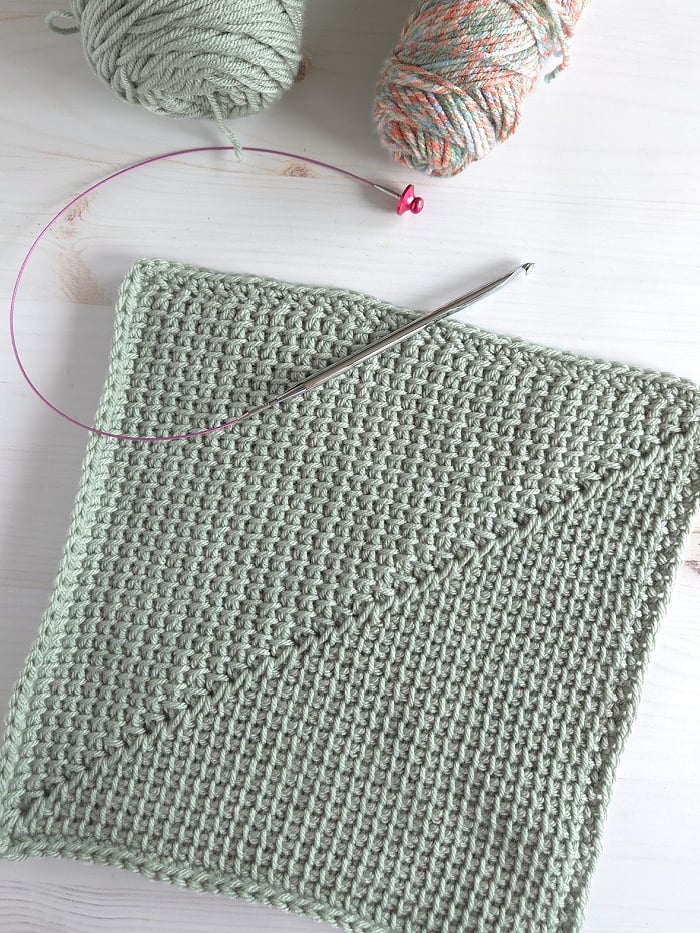 Tunisian Crochet Mitered Square Tutorial